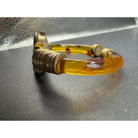 Ladies Venetiae Art Glass Millefiori Glass Gold Tone Tortoise Shell Bangle Band main image 7
